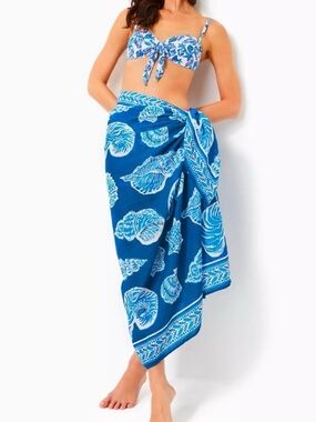 Lilly Pulitzer Sharol Pareo Coverup Barton Blue Shell of a Good Time One Size